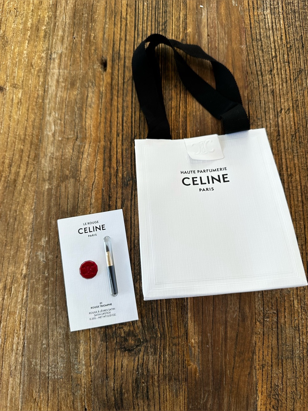 Celine White & Black Branded Makeup Bag with Red Lip Sample
